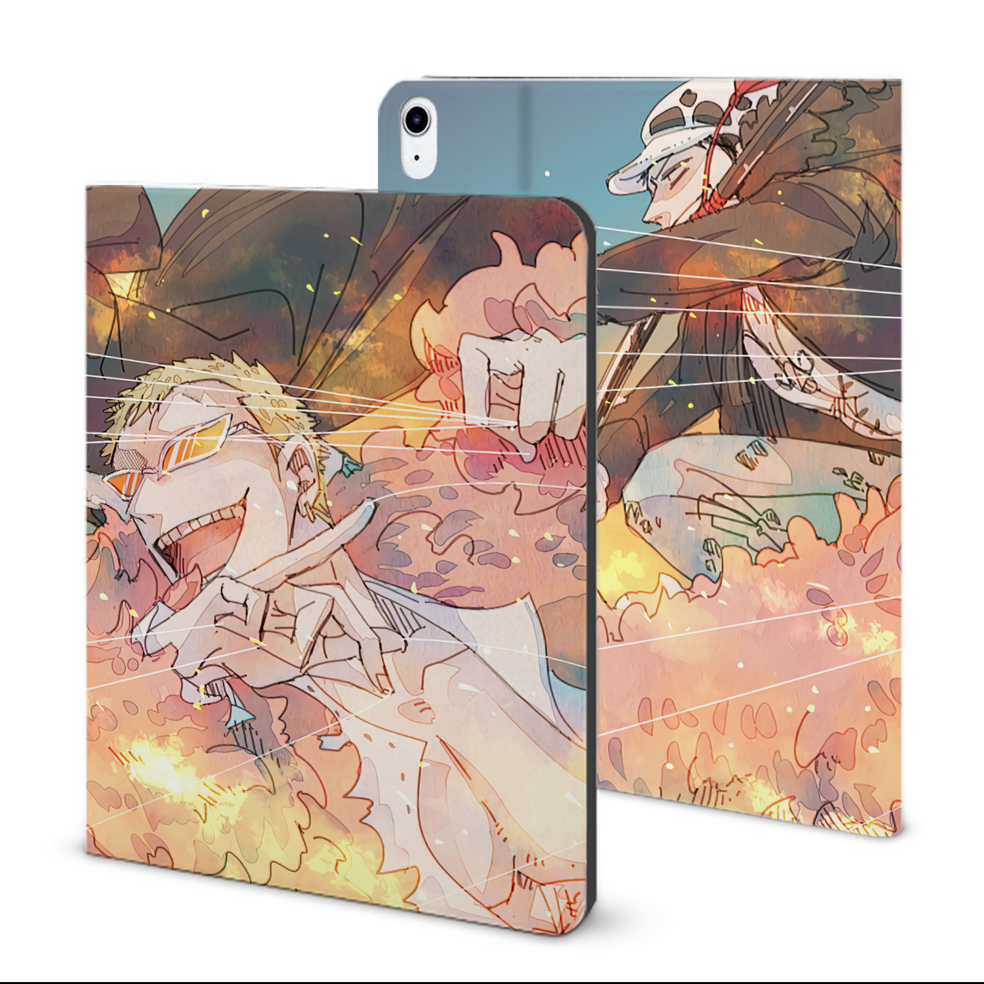 ワンピース ONE PIECE IPad ケース ブック型 PUレザー TPU 耐衝撃 軽量 薄型 ペン収納なし 全面保護 IPad 各モデル対応